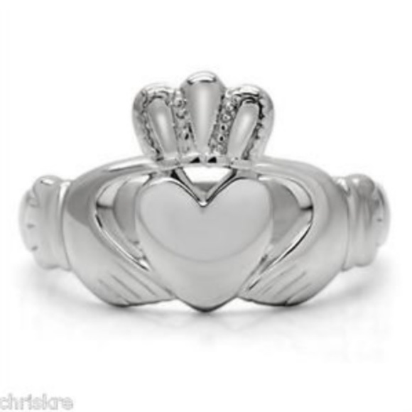 Silver Stainless Steel Claddagh Ring Celtic Irish Size 5 6 7 8 10 - Picture 7 of 8